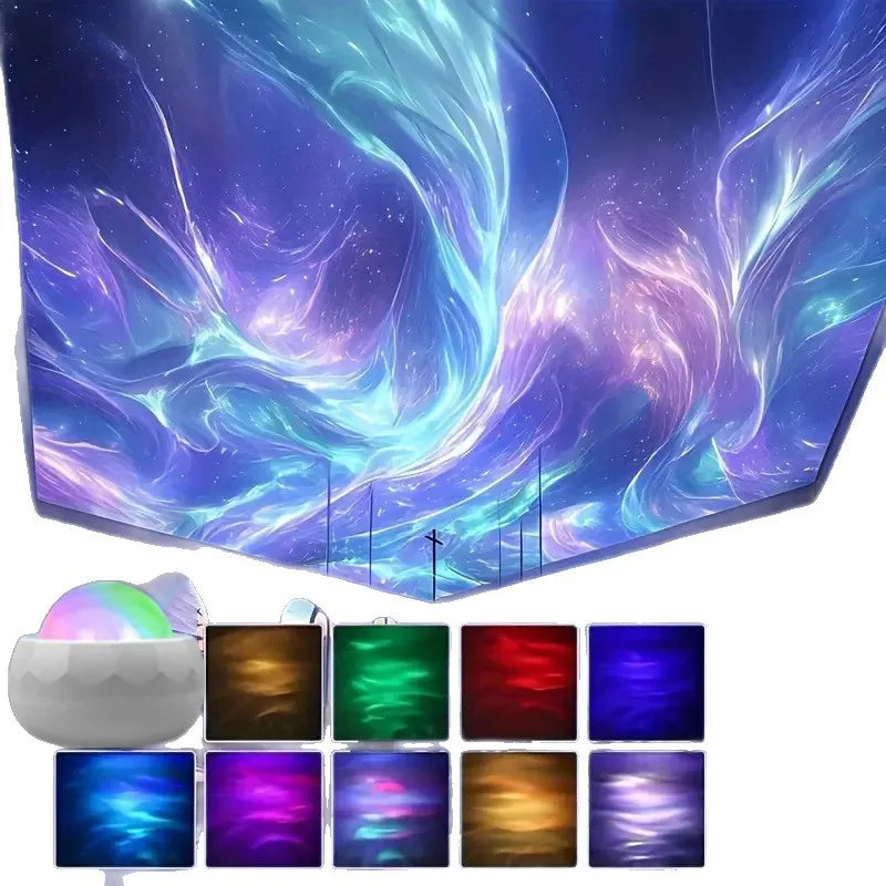 Proyector de Aurora Boreal 360° — Luz Nocturna RGB con Control