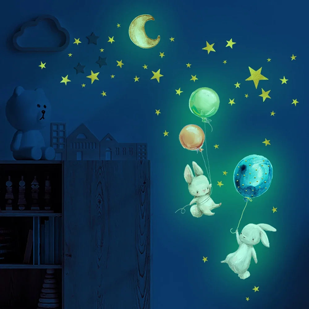 Estrellas y Luna Fluorescentes (Glow)