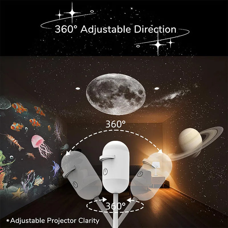 Proyector de Galaxia 2 en 1 — Lámpara de Noche Estrellada